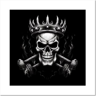 Barbells with Skull with crown Posters and Art